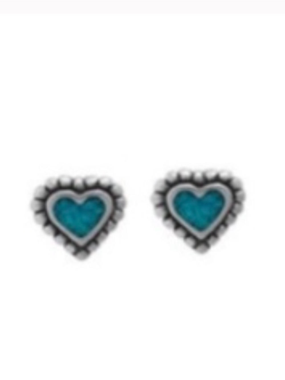 Sterling Silver Heart Stud Earrings with Turquoise Inlay